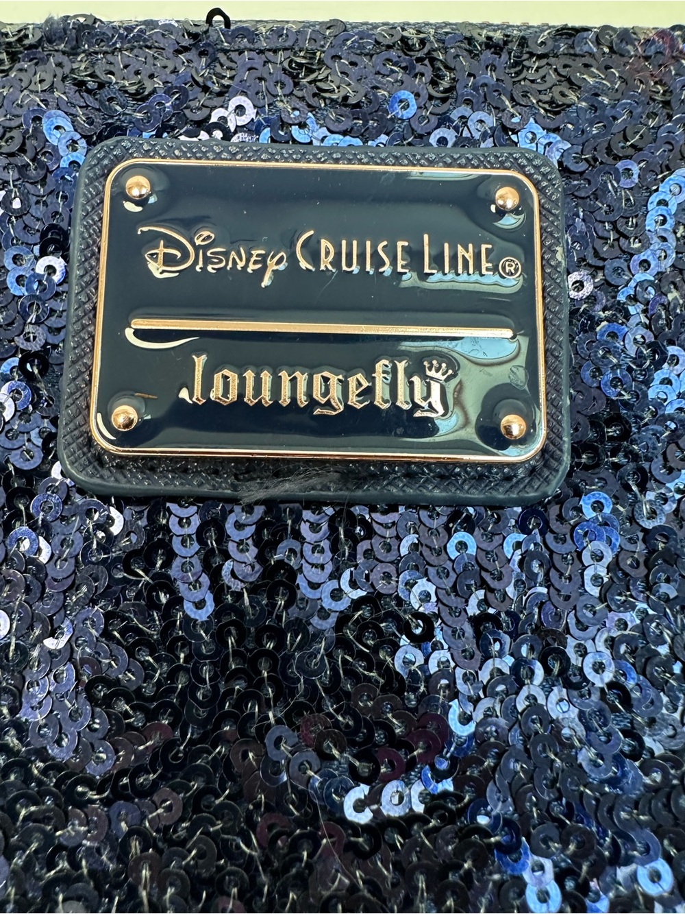 Disney Cruise Line Loungefly Navy Sequin Bow Zip Wallet Rose-Gold Anchor - Picture 2 of 9